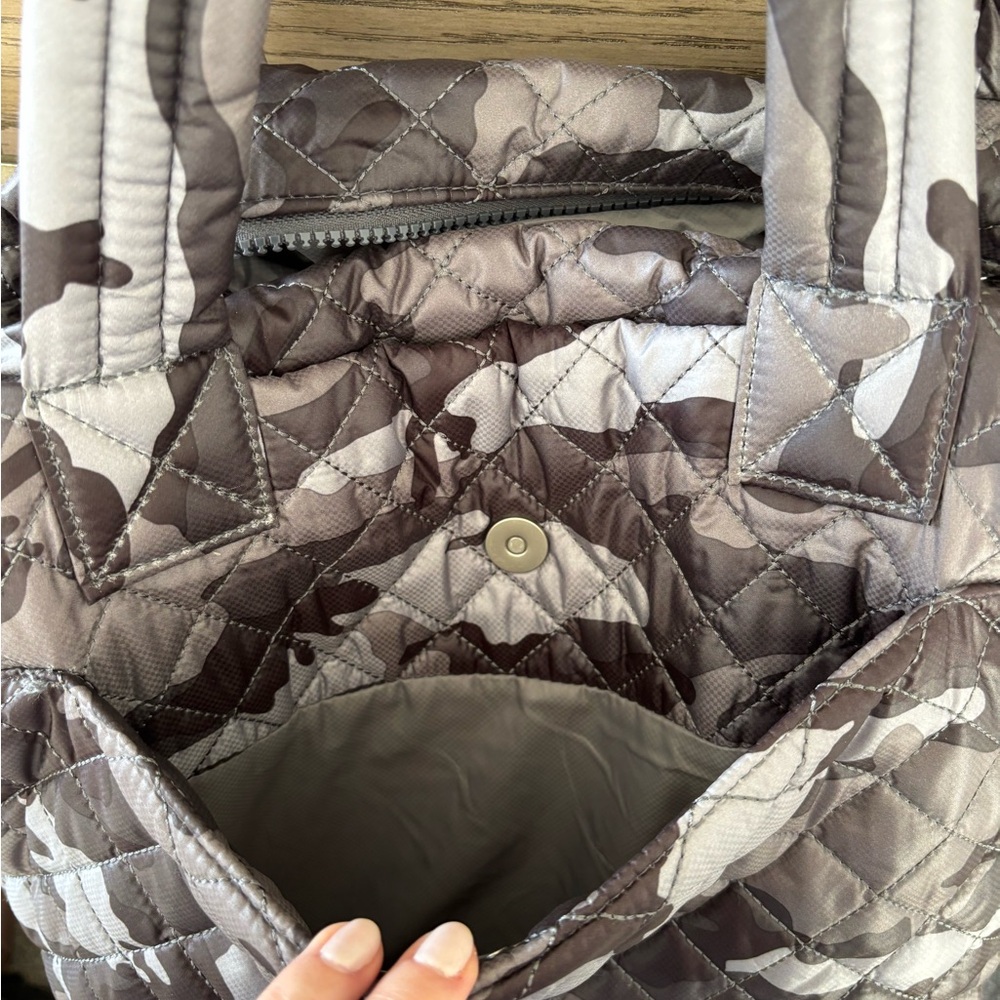 MZ Wallace Metro Quilted Tote in Gray and Brown Camouflage - Picture 4 of 9